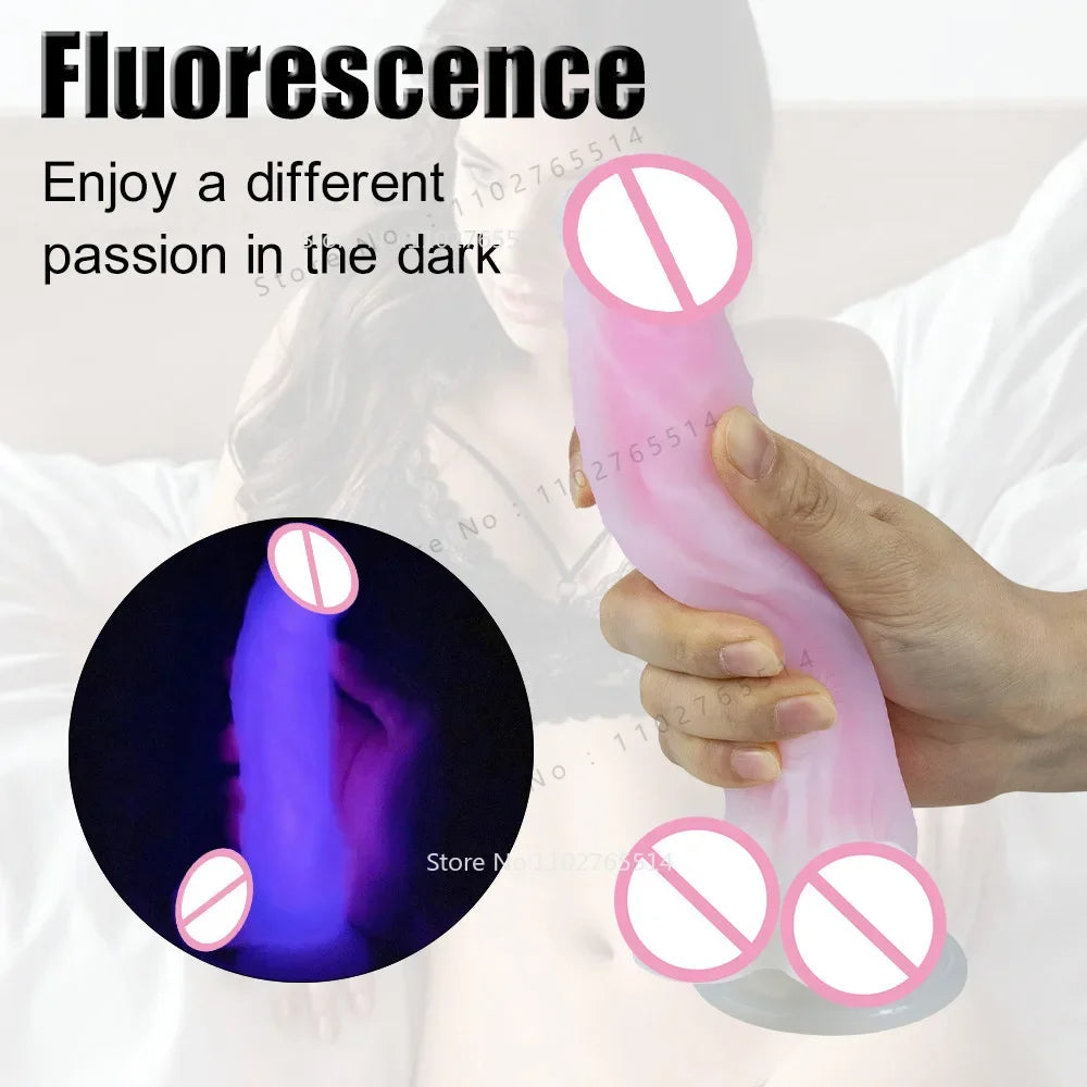 Jelly Luminous Anal Dildos Butt Plug - Realistic Dildo Silicone Vaginal Prostate Massager