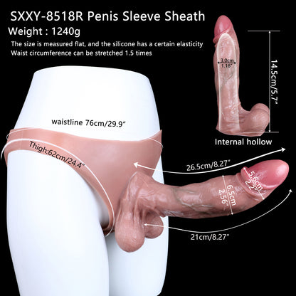 Lightskin Realistic Penissleeve Extender Pant - 8-inch Knotted Flesh Dildo Sheath Underwear