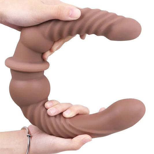 Double End Realistic Dildos Butt Plug - Silicone Fantasy Dildo Anal Sex Toys for Couple