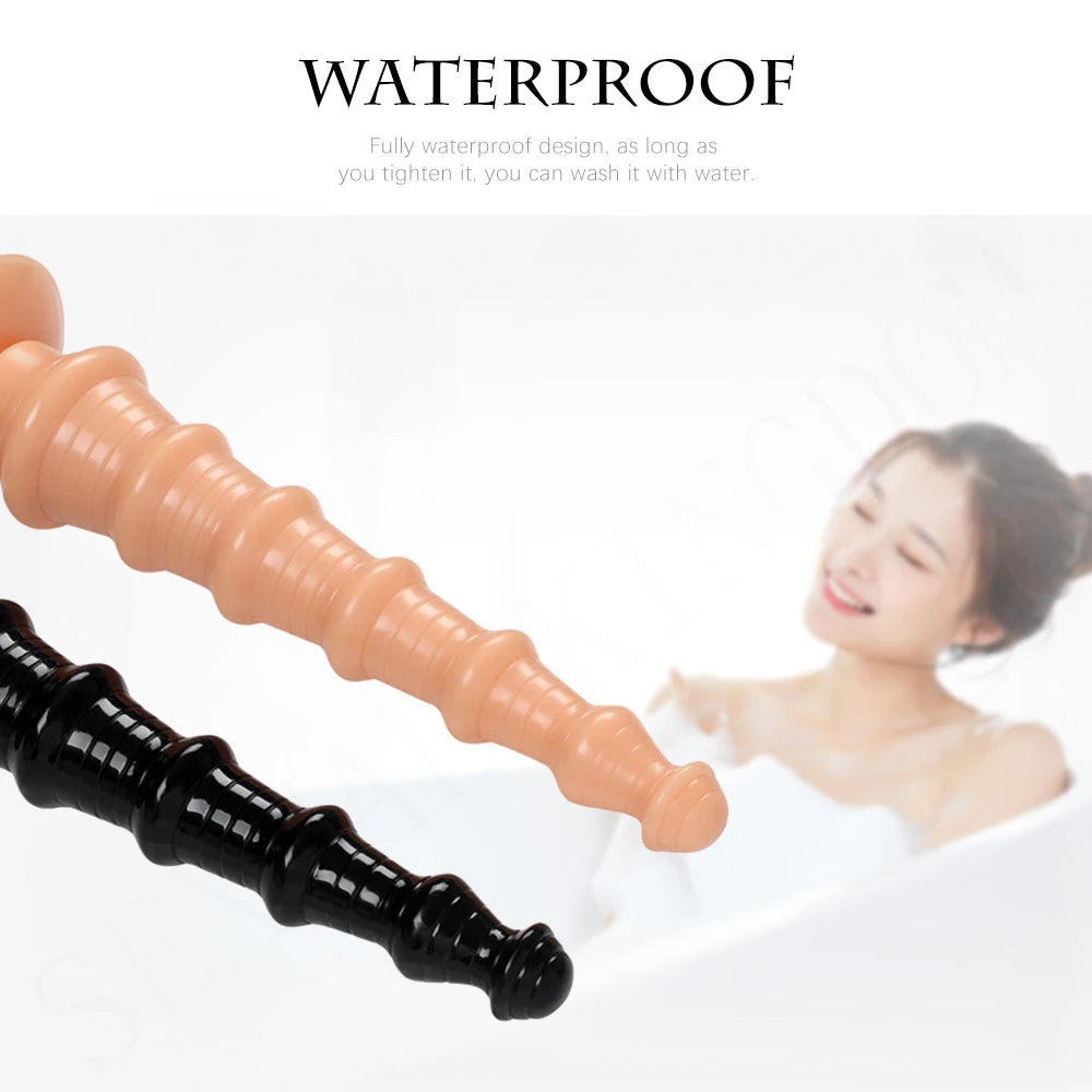 Long Silicone Anal Plug Dilator - Big Threads Anal Dildo Expansion Prostate Orgasm