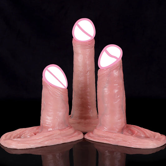 Silicone Cock Sleeve Penis Enlarger - Huge Realistic Dildo Condom Cock Ring Delay Ejaculation Sex Toy for Men