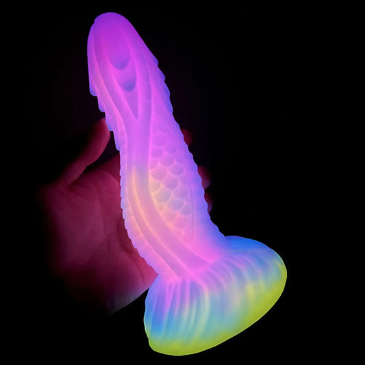Monster Animal Dildo Butt Plug - Luminous Snake Dildos Big Suction Cup Anal Toy