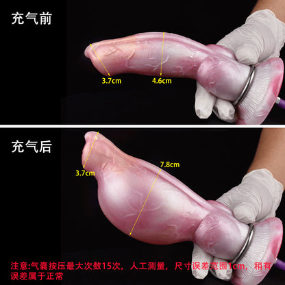 Inflatable Monster Dildo Butt Plug - Knotted Dog Dildo Premium Silicone Animal Penis Vagina Sex Toy