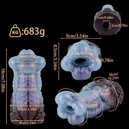 Alien Abyss Pocket Pussy — Iridescent Blue-Purple Fantasy Silicone Masturbator with Textured Creature Canal