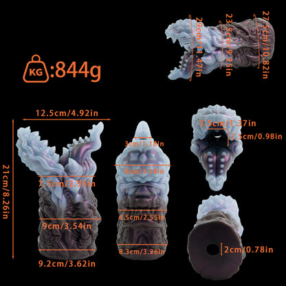 Void Predator Pocket Pussy — Dual-Tone Beast Jaw Silicone Masturbator with Spiked Exterior & Beaded Tongue Canal