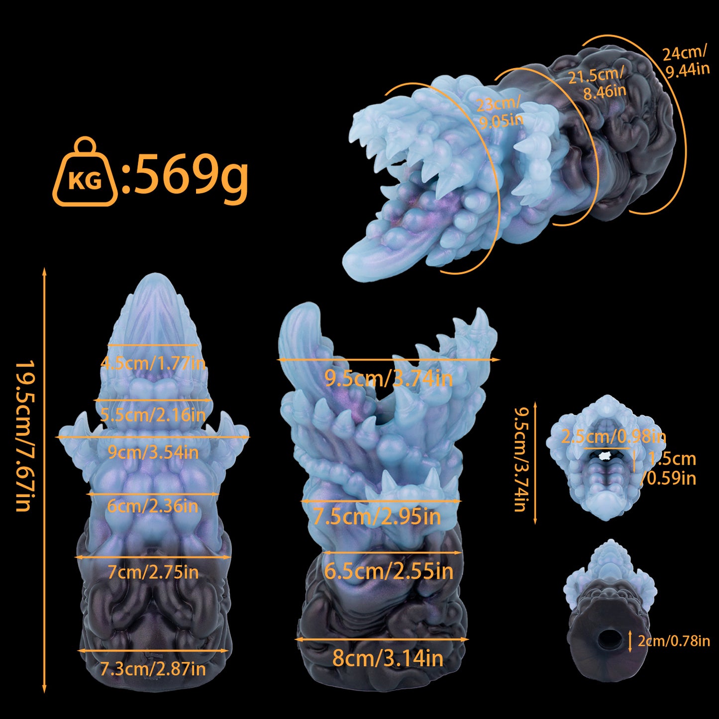 Abyss Mouth Pocket Pussy — Alien Creature Silicone Stroker with Bubble-Lipped Jaw, Beaded Tongue & Spiral Spiked Body