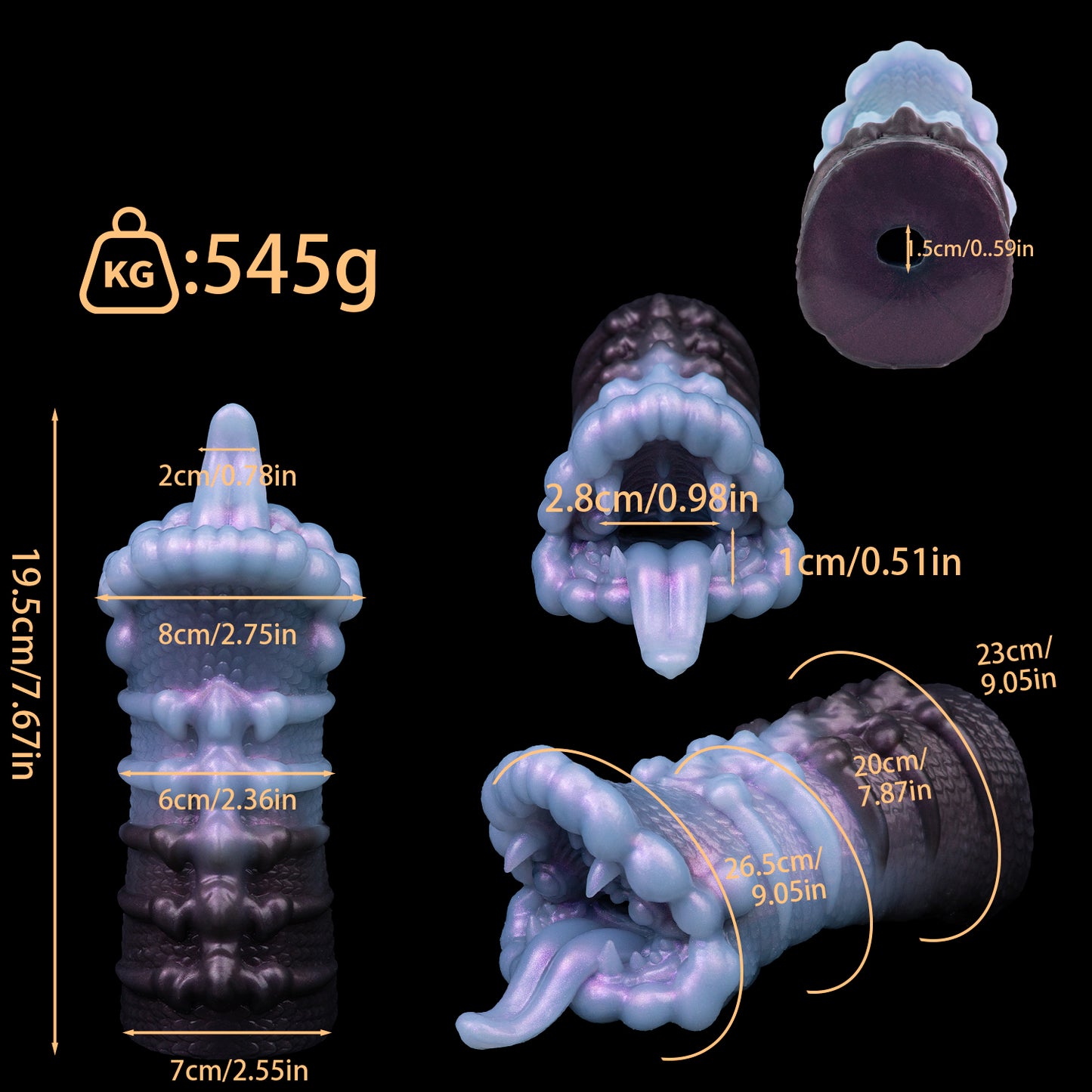 Creature Maw Pocket Pussy — Fanged Beast Fantasy Silicone Stroker with Tongue & Scaled Skeleton Exterior