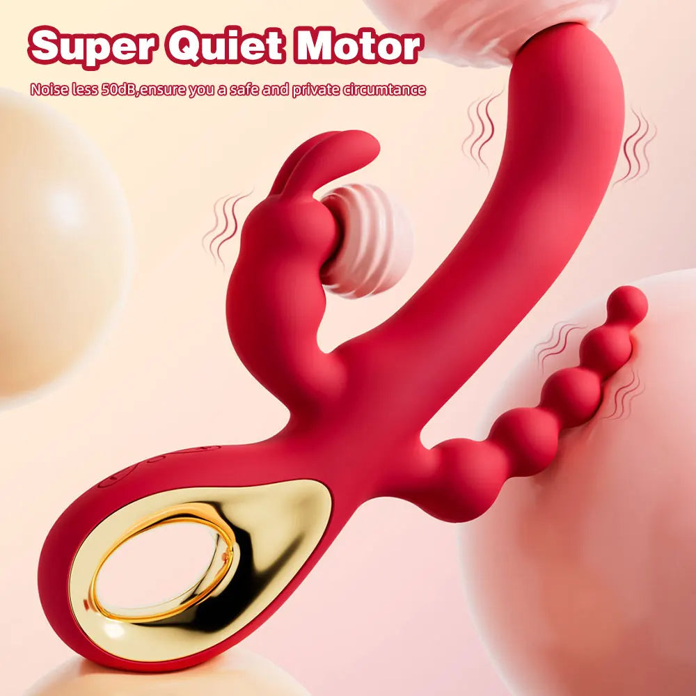 Rabbit G Spot Vibrator Anal Beads Butt Plug 3-in-1 Female Sex Toys