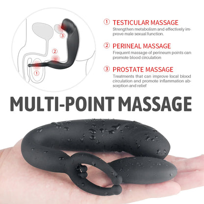 Masseur de prostate à boucle télécommandée - Prise anale avec doigt et anneau pénien pour retarder l'éjaculation