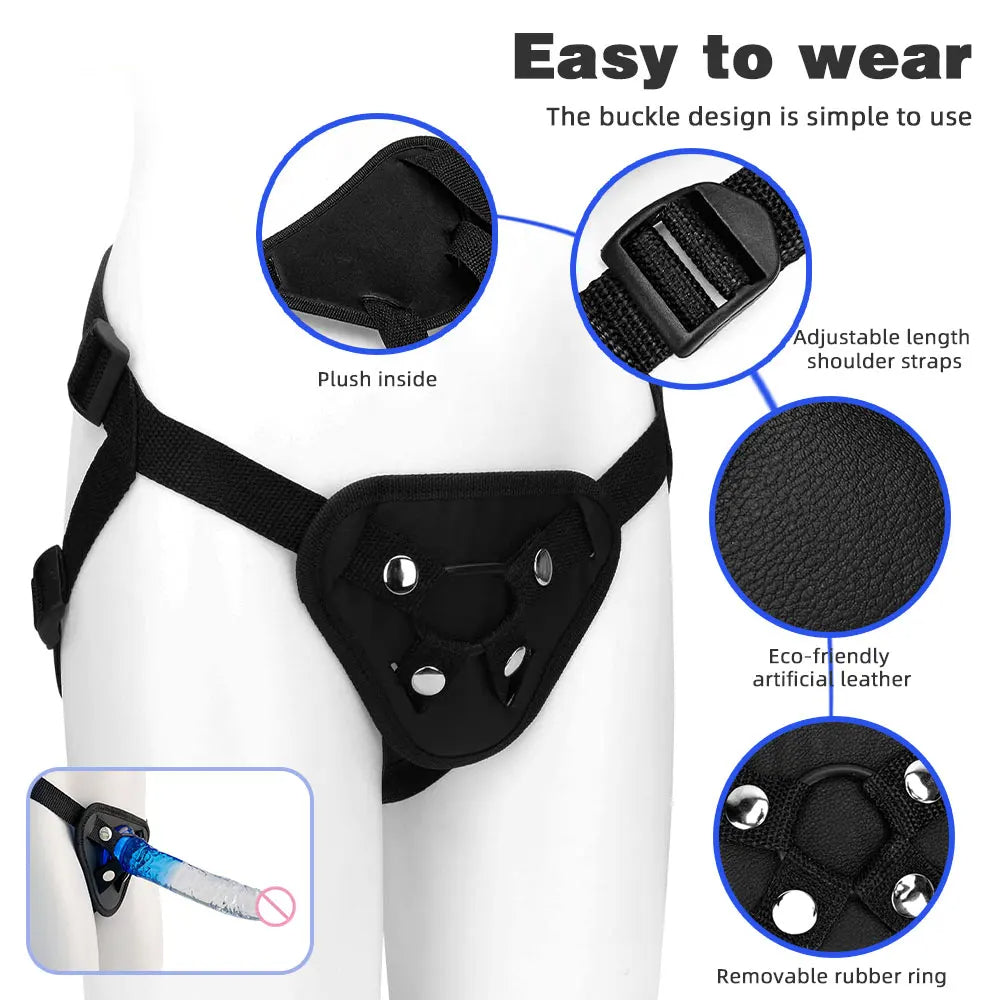 Strap On Dildo Couple Sex Toys - Harness Jelly Colorful Realistic Dildos for Lesbian