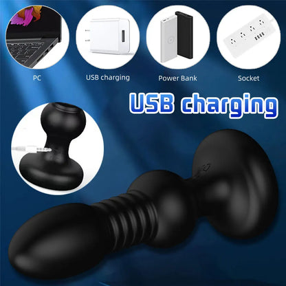 Schubdildo-Vibrator – ferngesteuertes Teleskop-Analplug-Prostata-Massagegerät