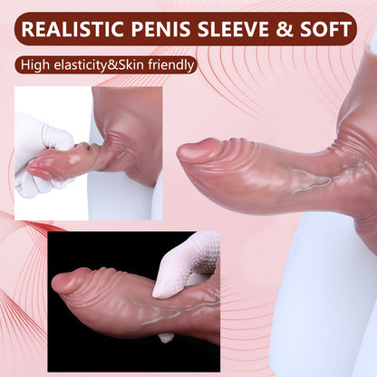 Realistic Bareskin Male Hollow Dildo Underwear - Small Glan Big Thick Penis Sleeve Extender Pant