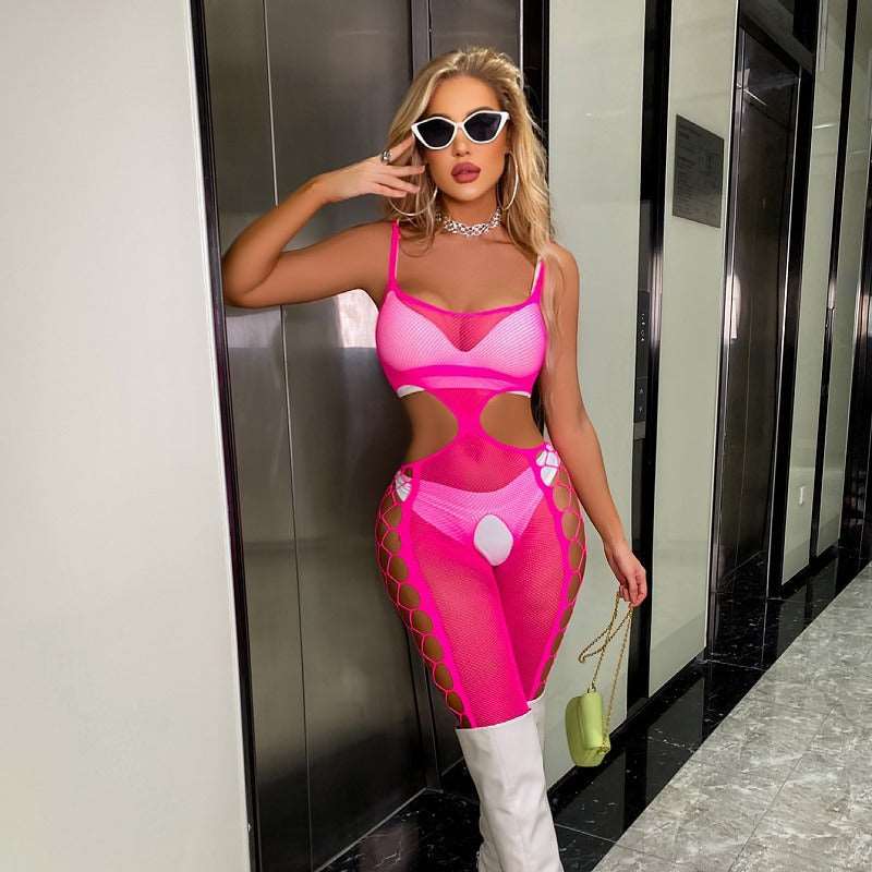 Amazon Best Seller Hotfix Rhinestone Erotic Lingerie Set Hollow Bodysuit Temptation