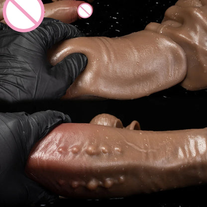 Exotic Ebony Anal Dildo Butt Plug - Knotted Realistic Monster Didlos Female Sex Toys