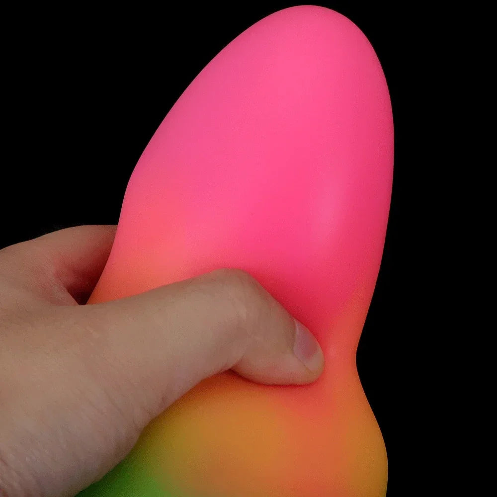 Fantasy Luminous Anal Dildo Butt Plug - Buntes großes Vaginal-Anal-Sexspielzeug aus Silikon