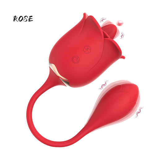 Double End Clit Licking Vibrating Egg Rose Sex Toy - G Spot Clitoral Women Vibrator