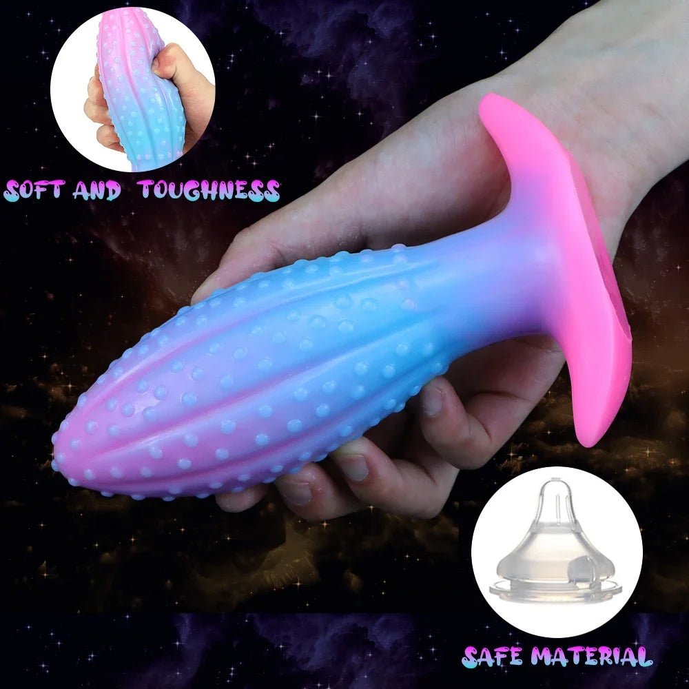 Luminous Silicone Dildo Butt Plug - Knots Anal Dildos Sex Toys for Women Men
