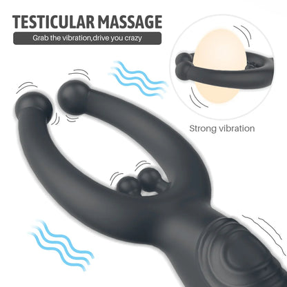 Masseur de prostate à boucle télécommandée - Prise anale avec doigt et anneau pénien pour retarder l'éjaculation
