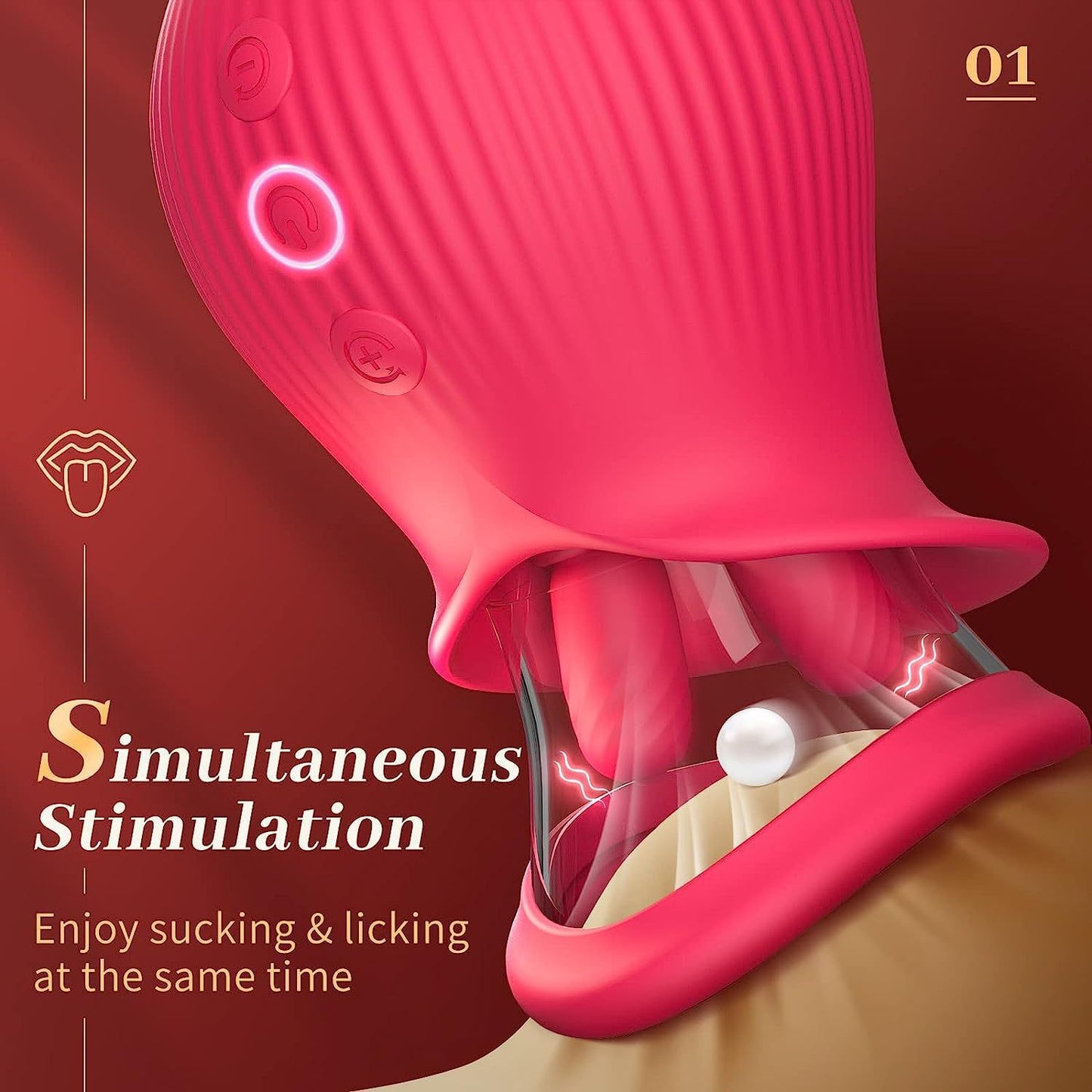 Nipple Clit Stimulator - Dual Tongue Rotating Licking Oral Sucking Female Sex Toys