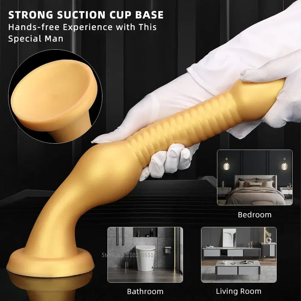 Huge Silicone Anal Dildo Butt Plug - Knotted Gspot Prostate Massager Suction Cup Sex Toy