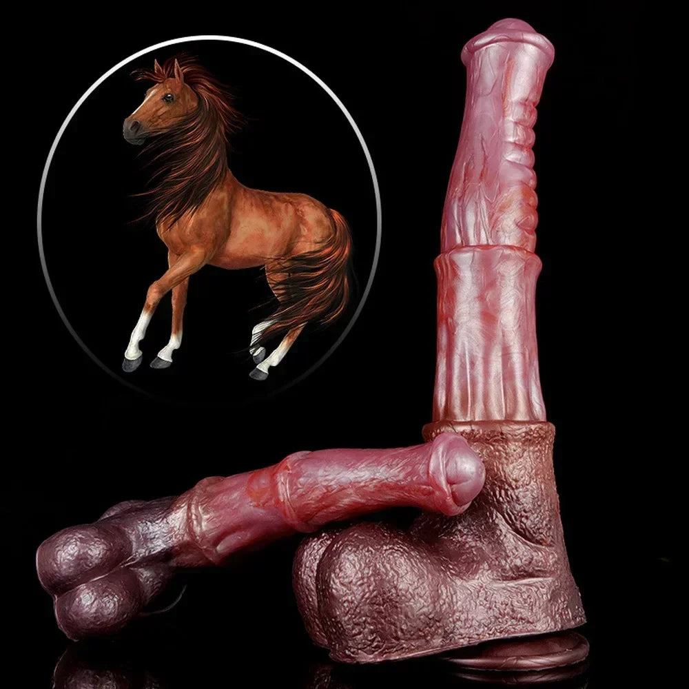 Big Testicle Horse Dildo Butt Plug - Silicone Suction Cup Lifelike Monsterdildo Sex Toys for Women