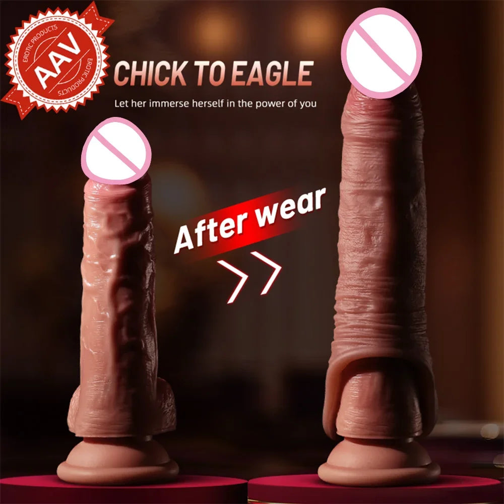 Realistic Penis Sleeve Condom Couple Sex Toy - Silicone Reusable Delay Ejaculation