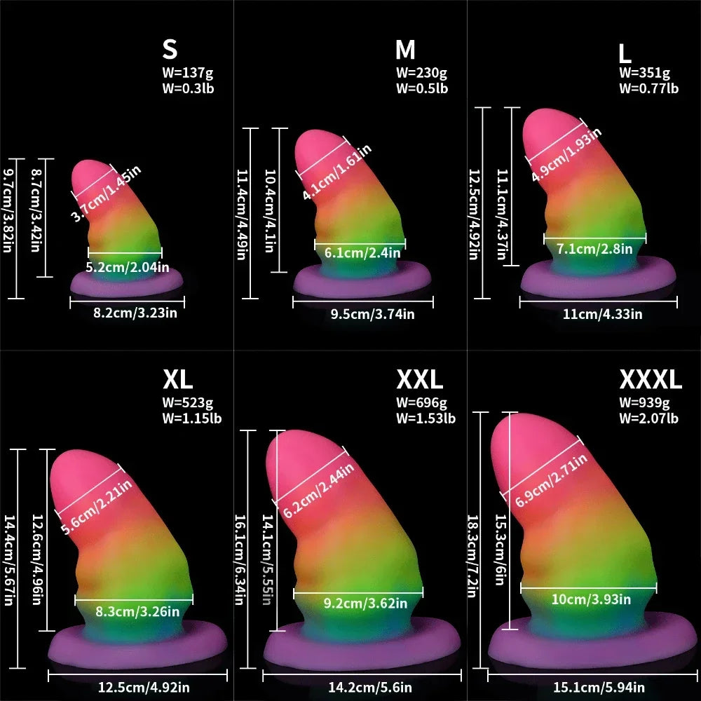 Fantasy Luminous Anal Dildo Butt Plug - Buntes großes Vaginal-Anal-Sexspielzeug aus Silikon