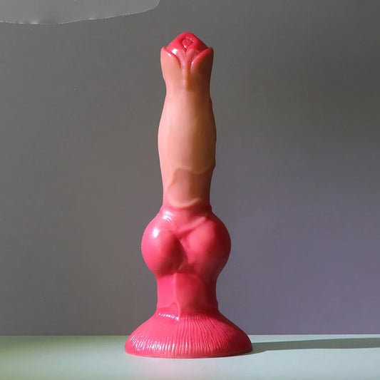 Plug anal réaliste pour gode pour chien - Énorme gode en silicone à chair avec grande ventouse.