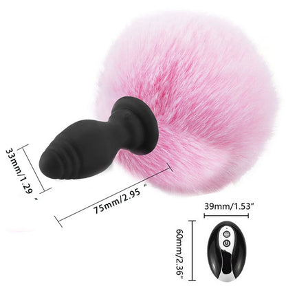 Bunny Tail Butt Plug - Remote Control Fluffy Plush Vibrating Butt Plug Erotic Girl Cosplay