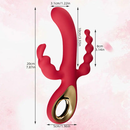 Rabbit G Spot Vibrator Anal Beads Butt Plug 3-in-1 Female Sex Toys