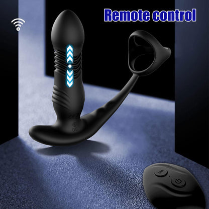 APP Control Thrusting Dildo Anal Vibrator - Remote Control Cock Ring Male Sex Toy