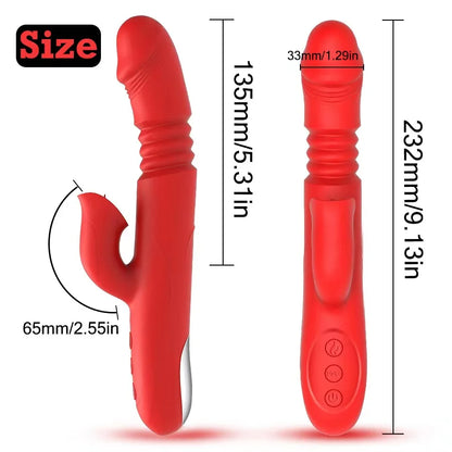 Thrusting Dildo G Spot Vibrator - Vibrating Dildo Clit Stimulator Double End Female Sex Toy