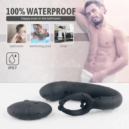 Masseur de prostate à boucle télécommandée - Prise anale avec doigt et anneau pénien pour retarder l'éjaculation