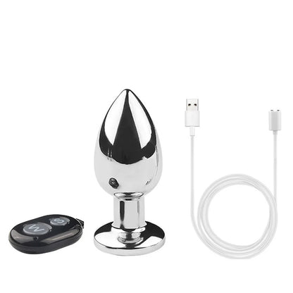Remote Control Metal Anal Dildo - Stainless Steel Vibrating Butt Plug Anal Toys