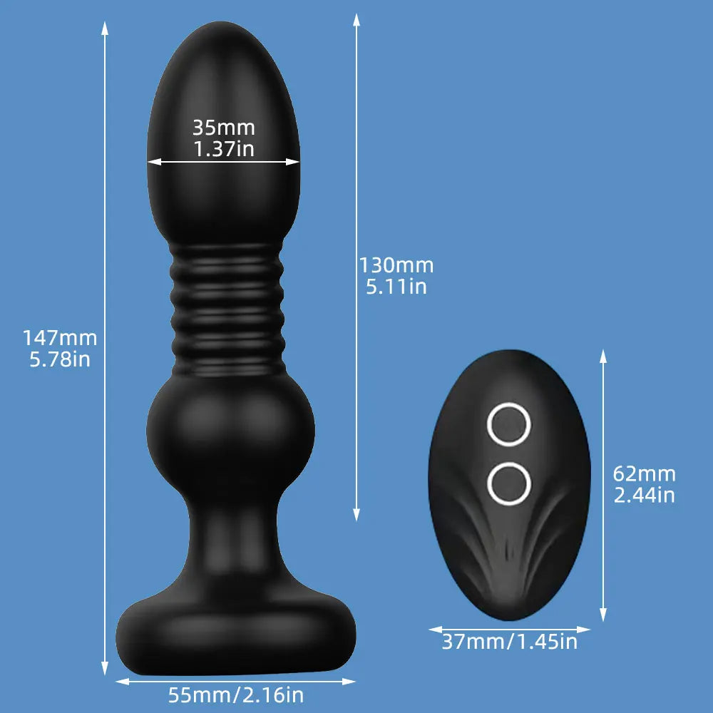 Thrusting Dildo Vibrator - Remote Control Telescopic Butt Plug Prostat Domlust Thrusting Dildo Vibrator - Remote Control Telescopic Butt Plug Prostat Domlust