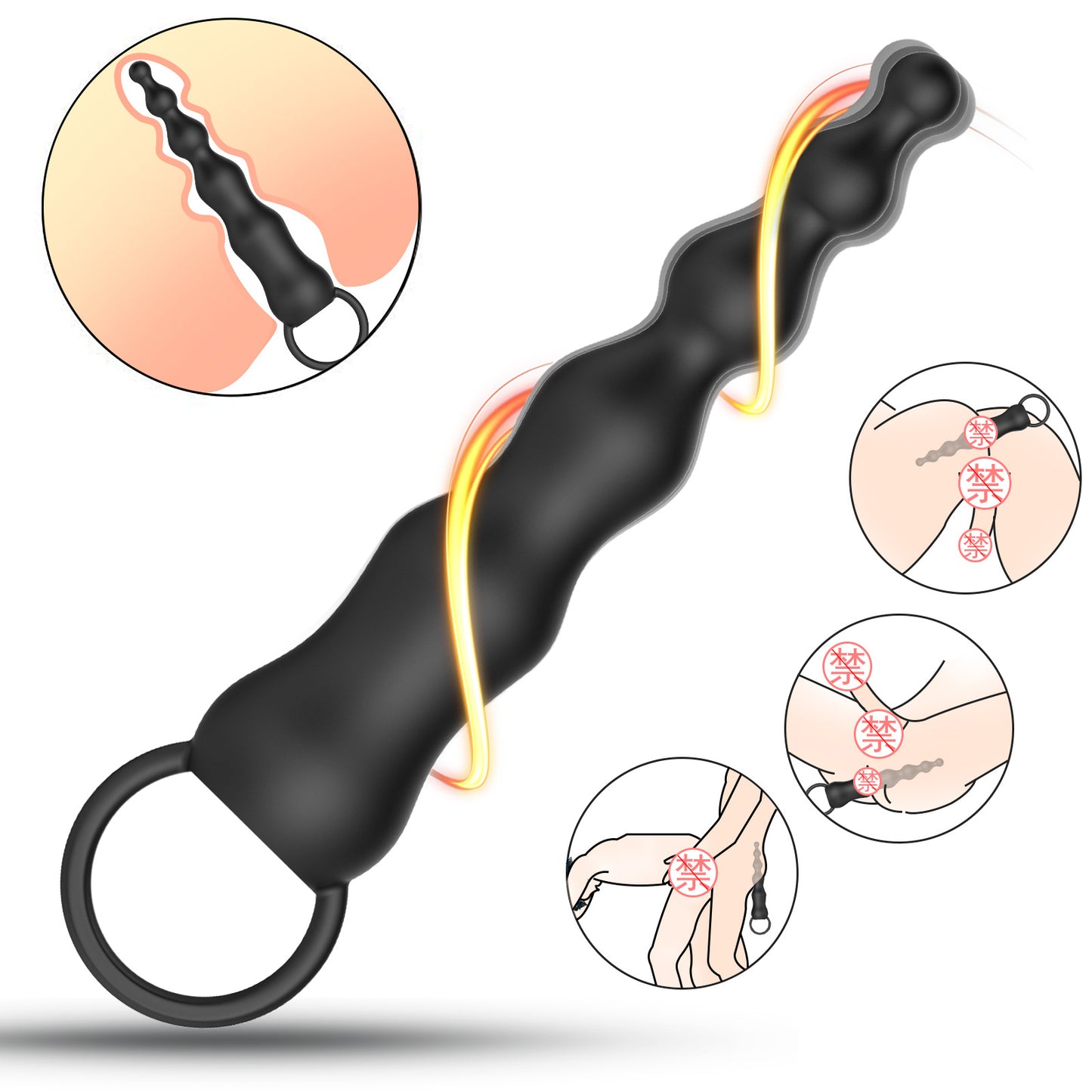 Vibrating Anal Beads Butt Plug - Finger Protate Massager Sex Toy for Men Women