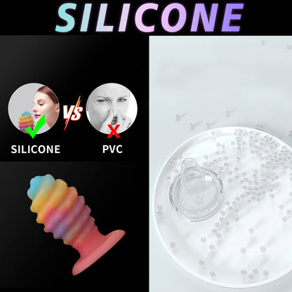 Leuchtender Conch-Analdildo-Buttplug - Bunter Spiral-Monsterdildo, Vaginal-Prostata-Massagegerät