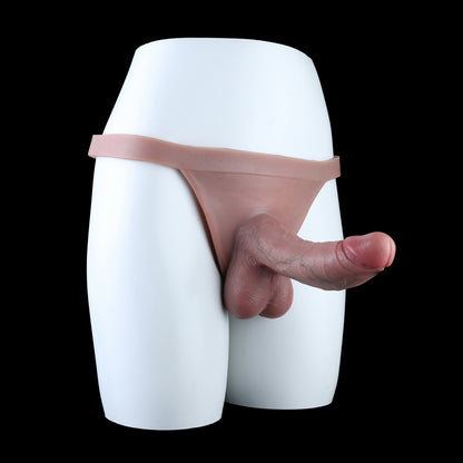 Thong Fit Cock Sleeves | Realistic Penis Extender with Vein Texture & Balls — Wearable Platinum Silicone Enlargement Sleeve