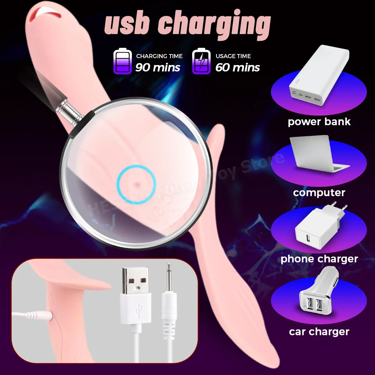 Vibrierender Strapon-Dildo für Lesben – doppelseitiger rosa Analdildo, G-Punkt-Vibrator, Klitorisstimulator