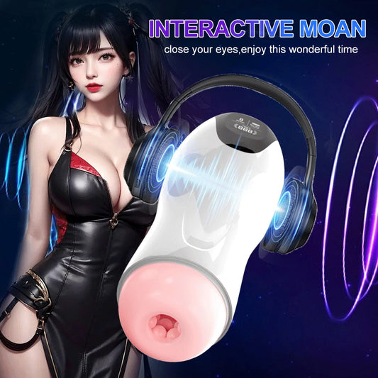 Realistic Pussy Adult Stroker Male Masturbator - Vibrating Thrusting Penis Massage Voice Interaction