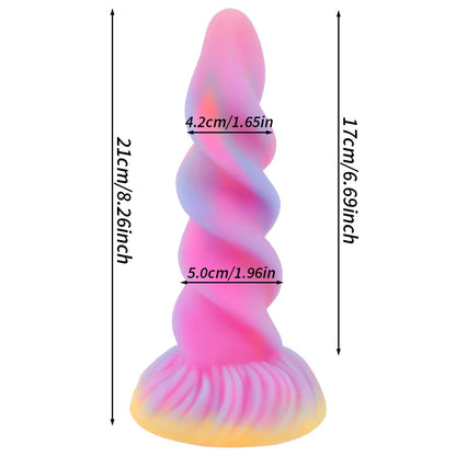 Sprial Fantasy Dildo Anal Plug - Luminous Silicone Dildos G Spot Prostate Massager