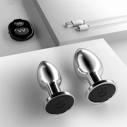 Remote Control Metal Anal Dildo - Stainless Steel Vibrating Butt Plug Anal Toys