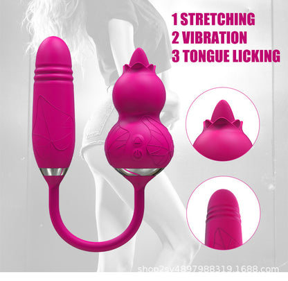 Double End Thrusting Anal Dildo Clit Stimulator - Realistic Gourd Silicone Female Sex Toys Gift