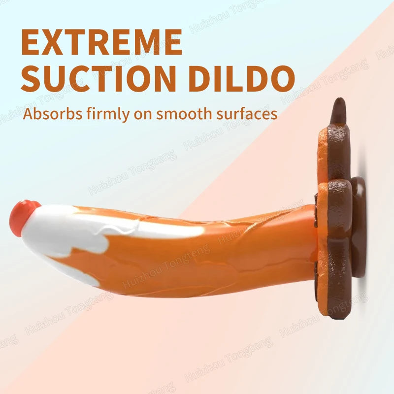 Colorful Strap On Dildo Butt Plug - Gingerbread Man Silicone Realistic Dildos Anal Toy