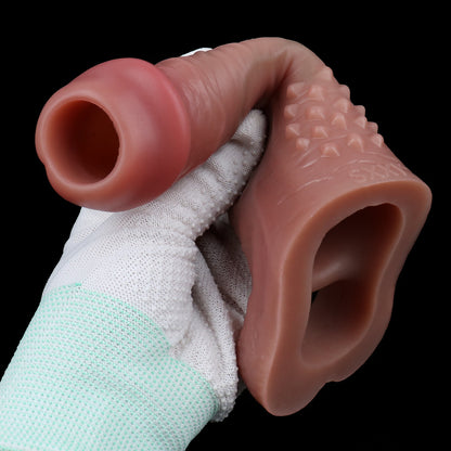 Manchon de pénis réaliste à extrémité ouverte pour jouets sexuels masculins - Anneau pénien Girthy Extender Retardateur d'éjaculation