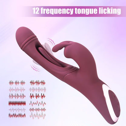 Rabbit Clitoral G Spot Vibrator - Vibrating Dildo Tickle Flapping Prostate Massager