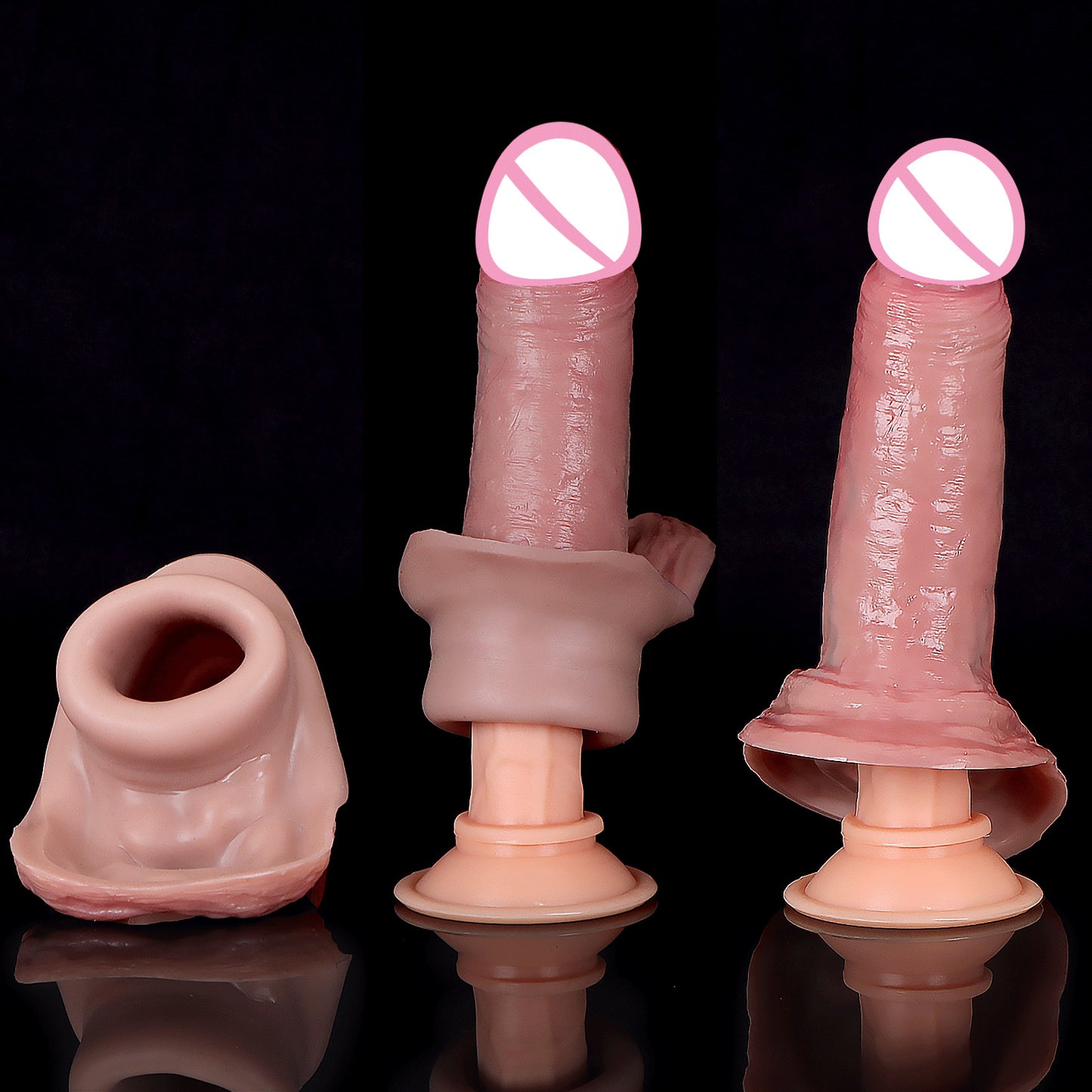 Realistic Cock Sleeve Mals Sex Toys - Lifelike Large Big Girth Silicone Penis Enlarger