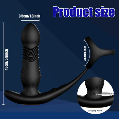 APP Control Thrusting Dildo Anal Vibrator - Remote Control Cock Ring Male Sex Toy