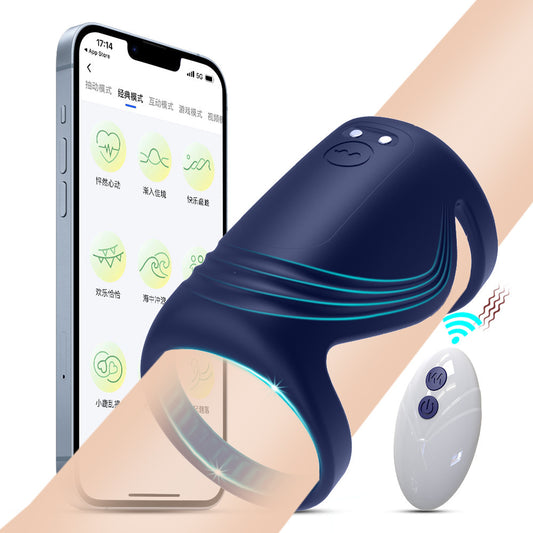 Anneau pénien vibrant de contrôle APP - Jouet sexuel masculin à double anneau de pénis portable à distance