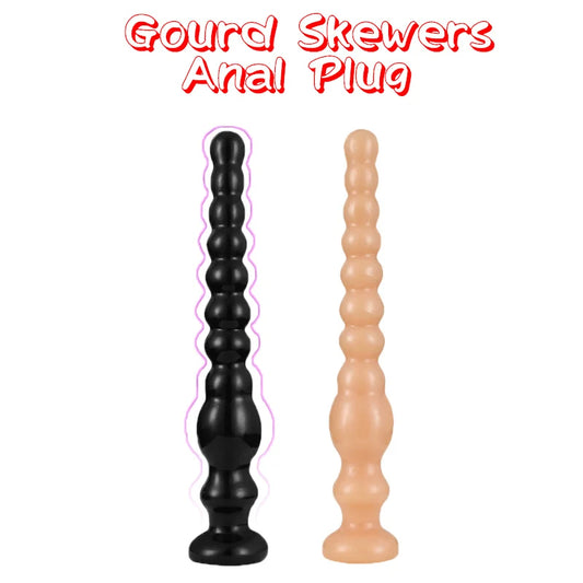 Long plug anal à perles - Godemichés exotiques à ventouse pour la masturbation vaginale et anale